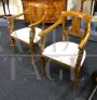 Pair of antique Lombard armchairs with brass inlays