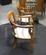 Pair of antique Lombard armchairs with brass inlays