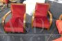 Pair of Art Deco armchairs in beech and burgundy velvet