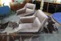Pair of Gigi Radice armchairs in beige microfibre