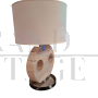 Pair of travertine marble lamps sculpted by Emanuele Scarnicci              