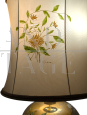 Gilded ceramic lamp with floral decoration by Ghinza, 1970s