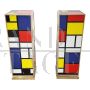 Pair of Mondrian style glass design columns