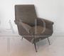60s Italian mid-century armchair in light gray fabric, restored                       
                            