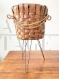 Pot holder basket in woven walnut crust, Italy 1970s