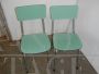 Pair of children's school chairs in green formica, Italy 1970s                           
                            