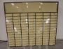 Large vintage office filing cabinet with 91 drawers and sliding doors