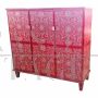 Design bar cabinet cupboard in red lacquered and inlaid wood        