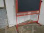 80s school blackboard in red metal and graphite