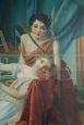 Antique painting with neoclassical scene and architectures, 19th century