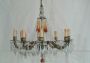1960s bronze chandelier with crystal drops