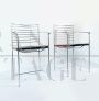 Cidue metal chairs with leather seats, 1970s
