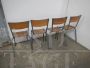 Set of 4 stackable gray Mullca chairs with light wood seat, 1960s