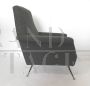 60s Italian mid-century armchair in dark gray fabric, restored