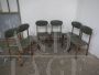 Set of 6 chairs in beech and green imitation leather, 1950