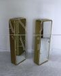 Pair of golden bathroom wall cabinets with mirror surface