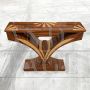 Art deco console in makassar wood with geometric inlays