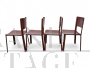 Set of 4 Cidue chairs in burgundy leather, Italy 1970