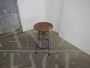 Industrial swivel stool in wood and iron with 4 legs, 1960s