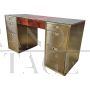 Design desk in brass and briar with filing drawer unit