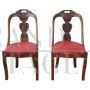 Pair of antique walnut gondola chairs, Italy 19th century     