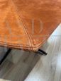 Vintage hexagonal coffee table with cognac alcantara top