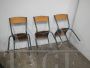 Set of 6 stackable green Mullca chairs with light wood seat, 1960s