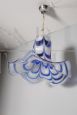 Lampadario Mazzega in vetro di Murano a campana blu e bianco, anni '70                           