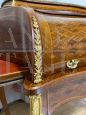 Antique cylinder desk inlaid in various woods, France 1870