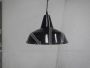 Black metal industrial funnel lamp, D40, vintage 1940s