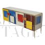 Vintage style sideboard in colored glass with illuminated handles