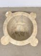 Large antique mortar in Carrara marble with the coat of arms of the Order of Malta