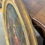 Antique oval painting with Jesus and the Cyrenean, oil on canvas from the 18th century