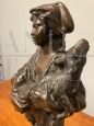 Antonio Cinque - antique sculpture of a shepherdess in bronze, Naples 19th century