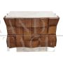 Vintage sideboard in walnut and white Carrara marble in brutalist style   