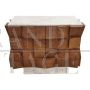 Vintage sideboard in walnut and white Carrara marble in brutalist style   