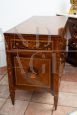 Antique Louis XVI Lombard chest of drawers in fine woods, 18th century