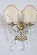 Pair of 80s bronze and crystal wall lights