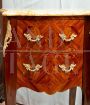Pair of antique Napoleon III bedside tables with marble tops and bronze details
