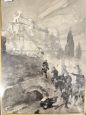 Watercolor with siege of Villa Vascello in Rome, Tito Ettore, 19th century