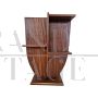 Art deco style magazine rack or small bookcase in walnut wood