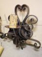 Set of five vintage wrought iron wall lights