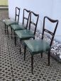 Set of 4 vintage Papillon chairs in wood and green skai