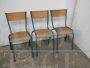 Set of 6 stackable green Mullca chairs with light wood seat, 1960s