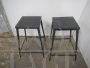 Pair of industrial workshop stools with footrest