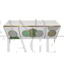 Illuminated sideboard in white glass with green circles