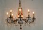 1960s bronze chandelier with crystal drops