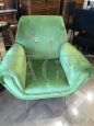Pair of Gigi Radice style design armchairs in green velvet