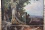 Antique painting of hilly landscape, oil on canvas from the late 19th century