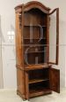 Antique Louis Philippe display bookcase in walnut with pull-out desk, Italy 1800s